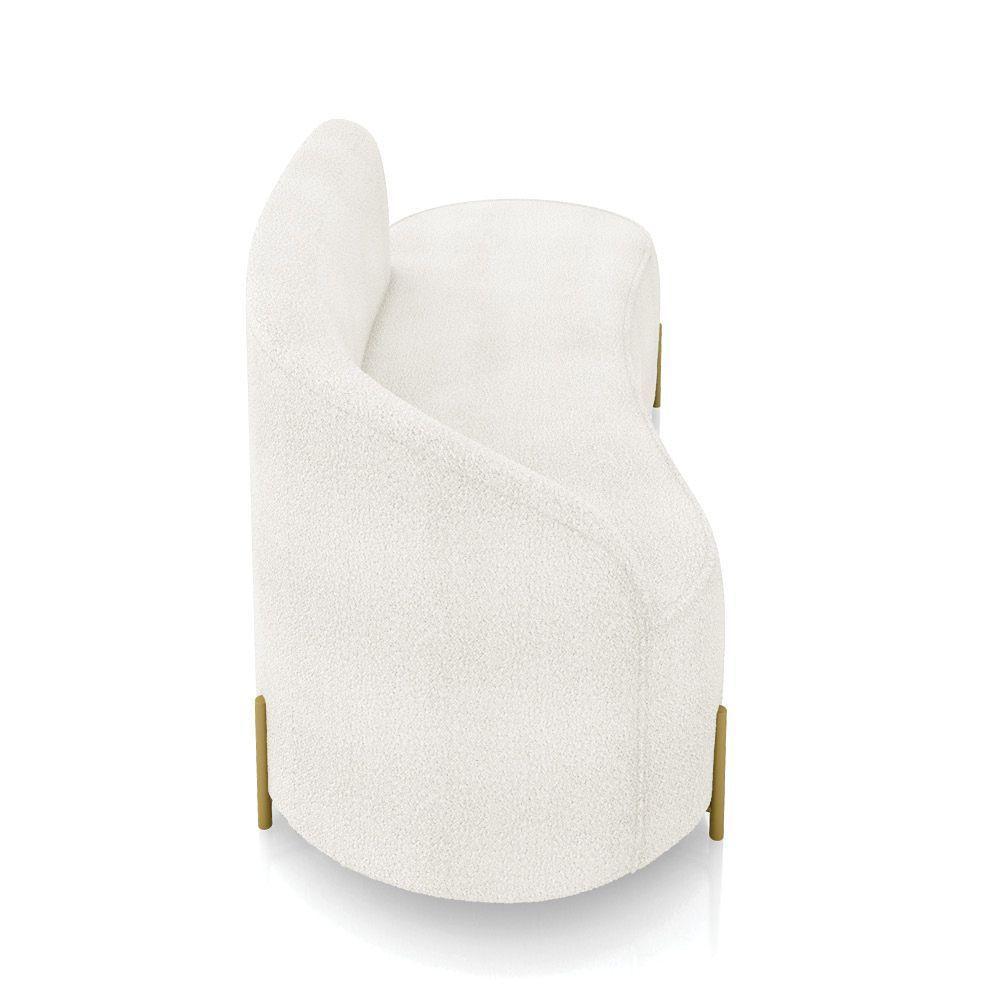 Sofá 3 Lugares Orgânico 180cm Pé Dourado Morgan Bouclê Off White D03 - D'rossi - 7