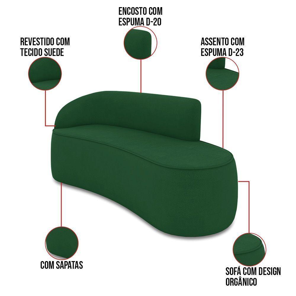 Sofá 3 Lugares Orgânico 180cm Morgan E Poltrona Lua Suede Verde D03 - D'rossi - 3