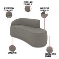 Sofá 3 Lugares Orgânico 180cm Morgan E Poltrona Lua Suede Grafite D03 - D'rossi - 3