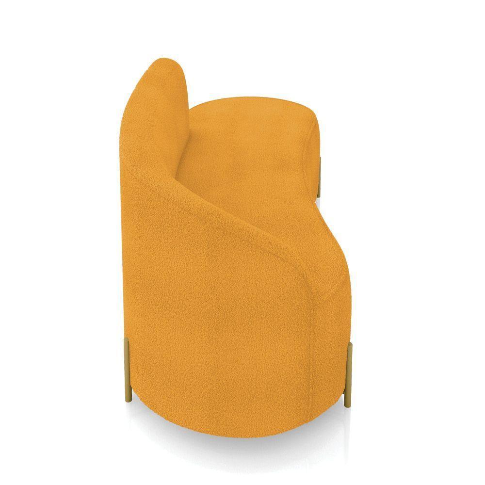 Sofá 3 Lugares Orgânico 180cm Pé Dourado Morgan Bouclê Mostarda D03 - D'rossi - 7