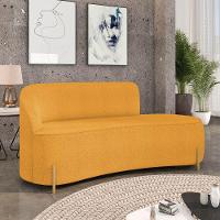 Sofá 3 Lugares Orgânico 180cm Pé Dourado Morgan Bouclê Mostarda D03 - D'rossi - 2