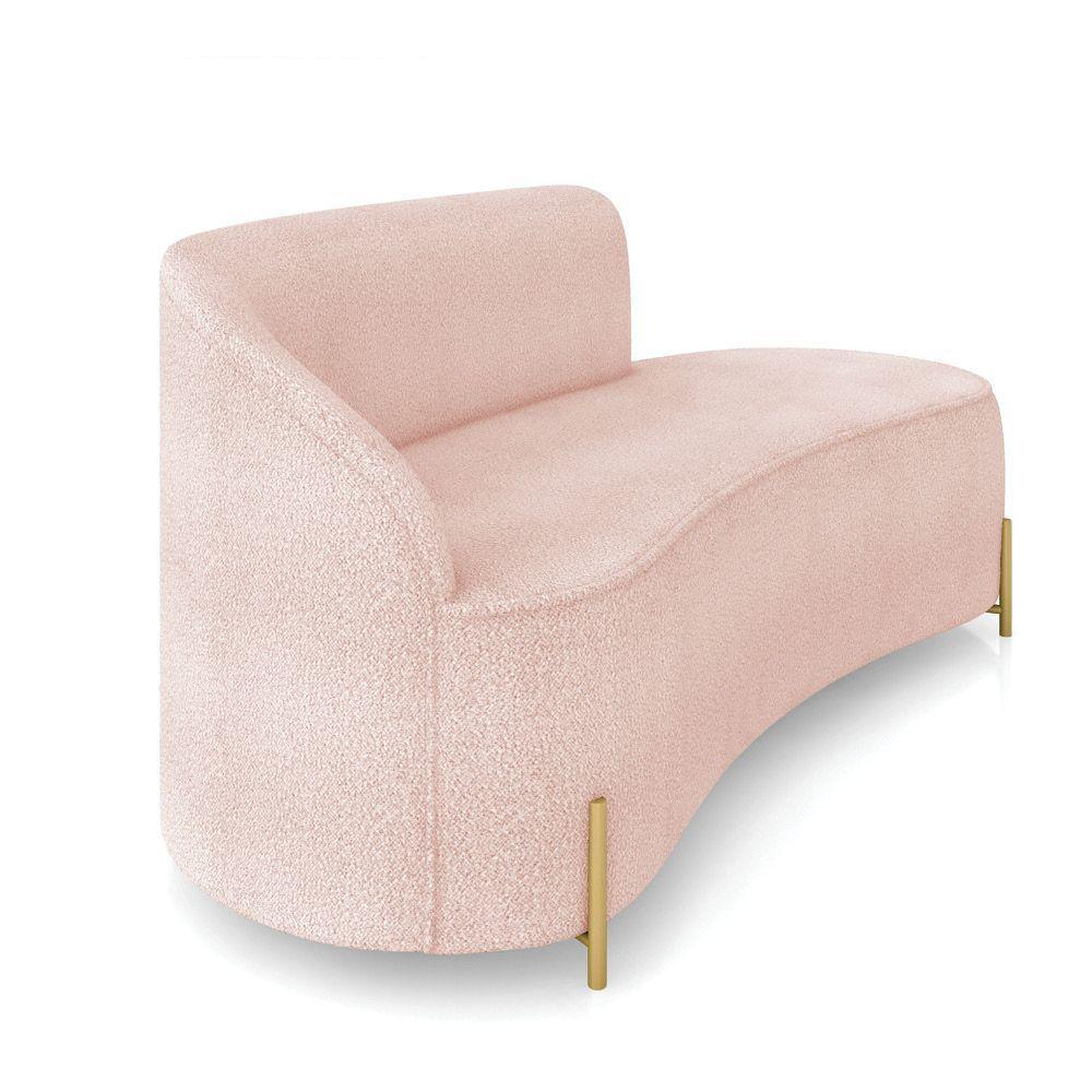 Sofá 3 Lugares Orgânico 180cm Pé Dourado Morgan Bouclê Rosê D03 - D'rossi - 6