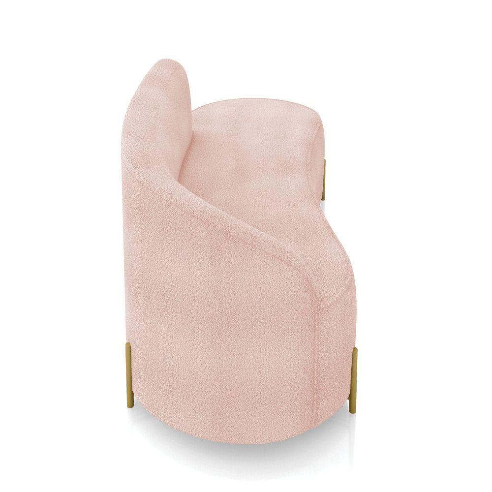 Sofá 3 Lugares Orgânico 180cm Pé Dourado Morgan Bouclê Rosê D03 - D'rossi - 7