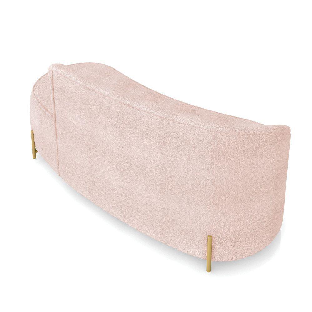 Sofá 3 Lugares Orgânico 180cm Pé Dourado Morgan Bouclê Rosê D03 - D'rossi - 8