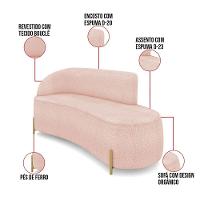 Sofá 3 Lugares Orgânico 180cm Pé Dourado Morgan Bouclê Rosê D03 - D'rossi - 3