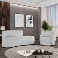 Sofá 3 Lugares Orgânico 180cm Morgan E Poltrona Lua Bouclê Cinza D03 - D'rossi - 2