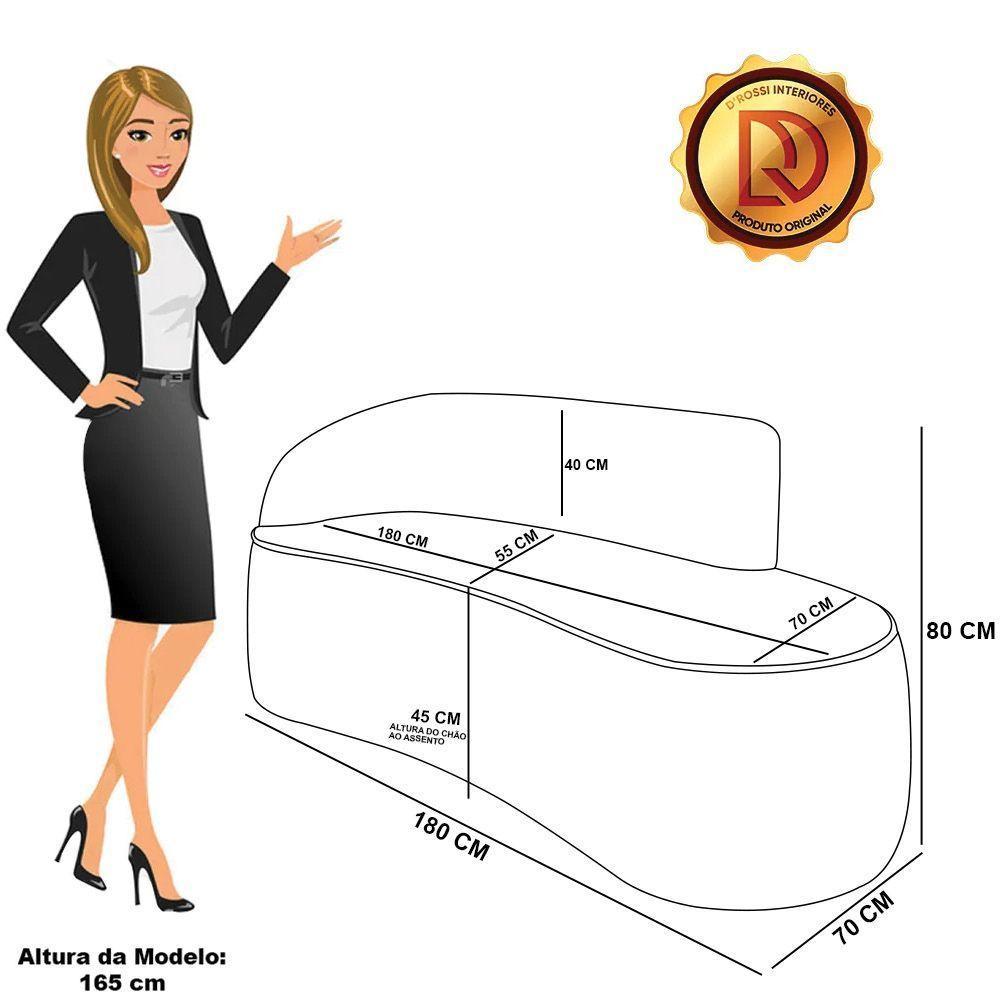 Sofá 3 Lugares Orgânico 180cm Morgan E Poltrona Lua Suede Rosê D03 - D'rossi - 5