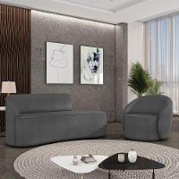 Sofá 3 Lugares Orgânico 180cm Morgan E Poltrona Lua Bouclê Grafite D03 - D'rossi - 2