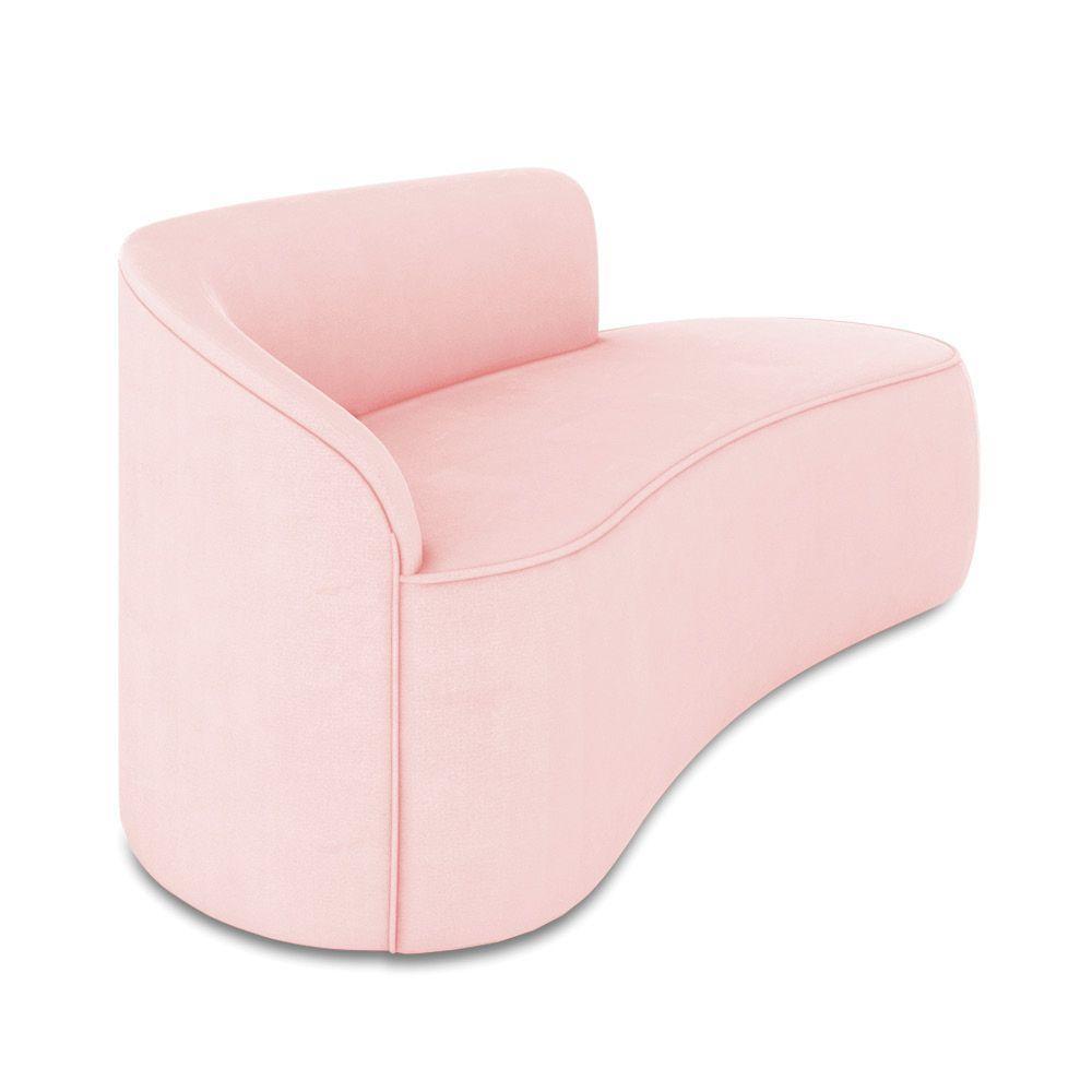 Sofá 3 Lugares Orgânico 180cm Morgan E Poltrona Lua Suede Rosa Bebê D03 - D'rossi - 7