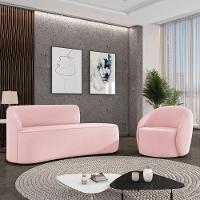 Sofá 3 Lugares Orgânico 180cm Morgan E Poltrona Lua Suede Rosa Bebê D03 - D'rossi - 2