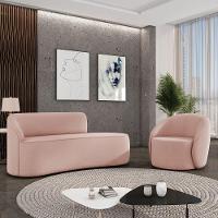 Sofá 3 Lugares Orgânico 180cm Morgan E Poltrona Lua Veludo Rosê D03 - D'rossi - 2