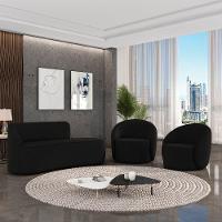 Sofá 3 Lugares Orgânico 180cm Morgan E 2 Poltronaslua Veludo Preto D03 - D'rossi - 2