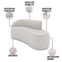 Sofá 3 Lugares Orgânico 180cm Morgan E 2 Poltronaslua Veludo Cinza D03 - D'rossi - 3