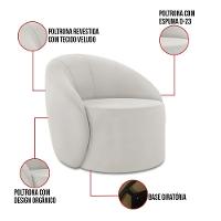 Sofá 3 Lugares Orgânico 180cm Morgan E 2 Poltronaslua Veludo Cinza D03 - D'rossi