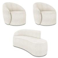 Sofá 3 Lugares Orgânico 180cm Morgan E 2 Poltronas Lua Bouclê Off White D03 - D'rossi - 1