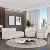 Sofá 3 Lugares Orgânico 180cm Morgan E 2 Poltronas Lua Bouclê Off White D03 - D'rossi - 2