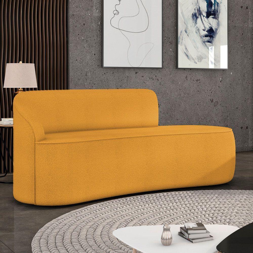 Sofá 3 Lugares Orgânico 180 Cm Morgan Bouclê Mostarda D03 - D'rossi - 2