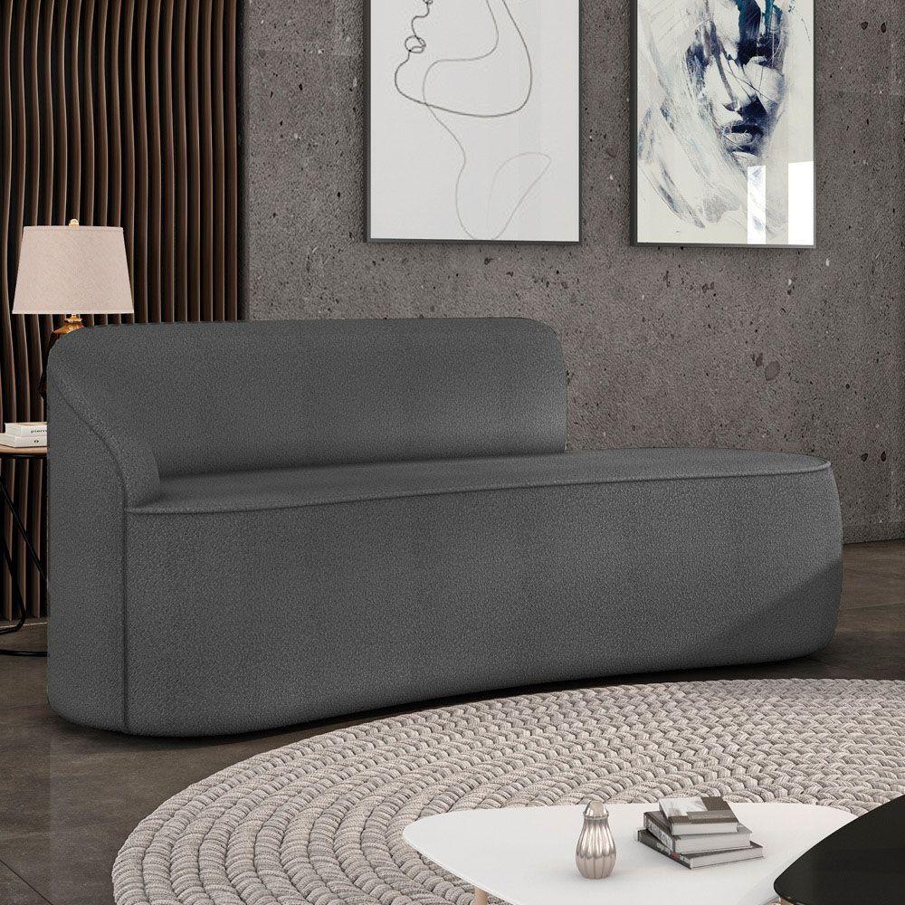 Sofá 3 Lugares Orgânico 180 Cm Morgan Bouclê Grafite D03 - D'rossi - 2