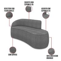 Sofá 3 Lugares Orgânico 180 Cm Morgan Bouclê Grafite D03 - D'rossi - 3