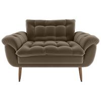 Sofá 2 Lugares Pequeno 1,25 Pés Em Madeira Maciça Xangai Matrix Veludo Capuccino - 1