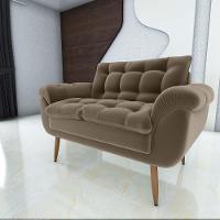 Sofá 2 Lugares Pequeno 1,25 Pés Em Madeira Maciça Xangai Matrix Veludo Capuccino - 3