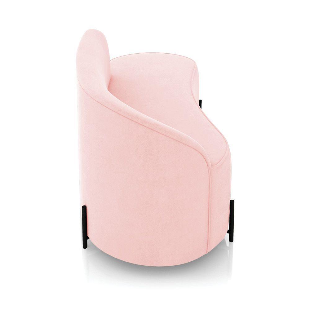 Sofá 2 Lugares Orgânico 140cm Pé Ferro Preto Morgan Suede Rosa Bebê D03 - D'rossi - 7
