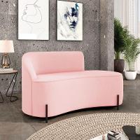 Sofá 2 Lugares Orgânico 140cm Pé Ferro Preto Morgan Suede Rosa Bebê D03 - D'rossi - 2
