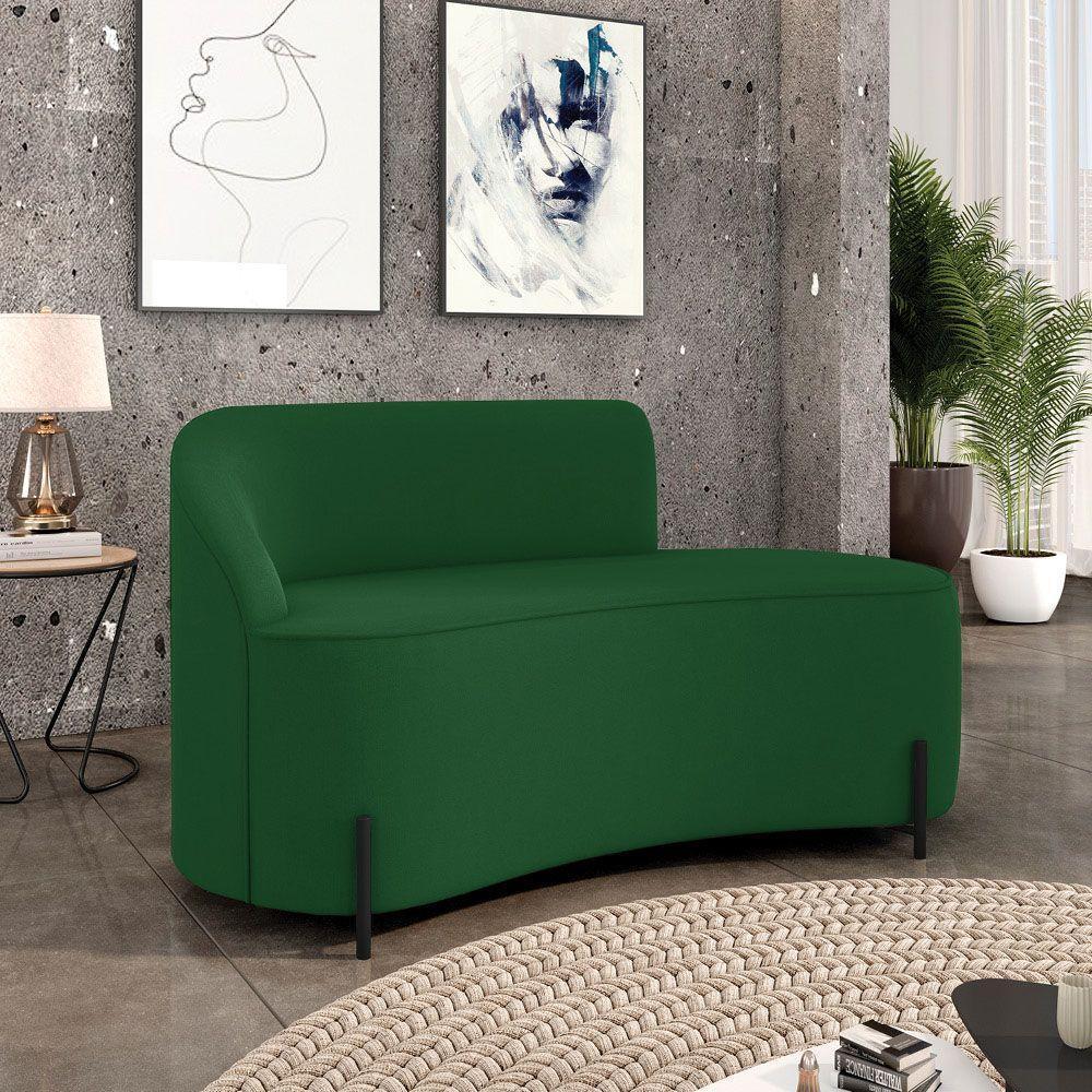 Sofá 2 Lugares Orgânico 140cm Pé Ferro Preto Morgan Suede Verde D03 - D'rossi - 2