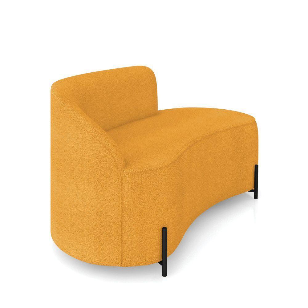 Sofá 2 Lugares Orgânico 140cm Pé Ferro Preto Morgan Bouclê Mostarda D03 - D'rossi - 6