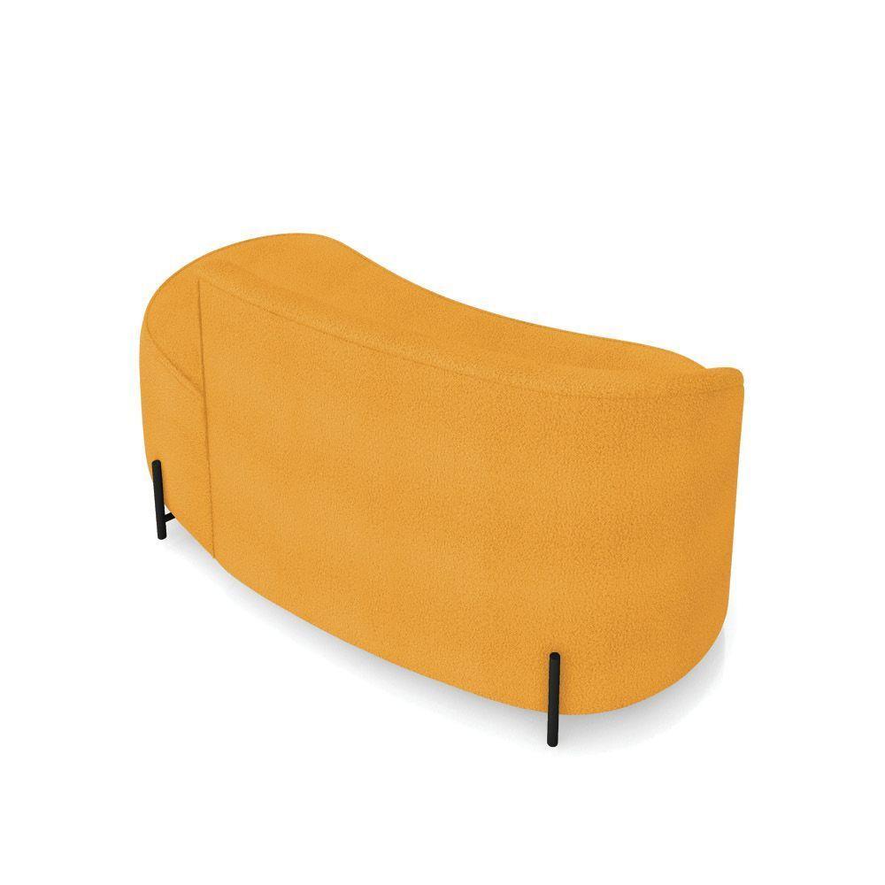 Sofá 2 Lugares Orgânico 140cm Pé Ferro Preto Morgan Bouclê Mostarda D03 - D'rossi - 8