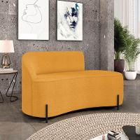 Sofá 2 Lugares Orgânico 140cm Pé Ferro Preto Morgan Bouclê Mostarda D03 - D'rossi - 2