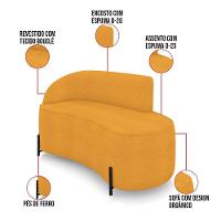 Sofá 2 Lugares Orgânico 140cm Pé Ferro Preto Morgan Bouclê Mostarda D03 - D'rossi - 3