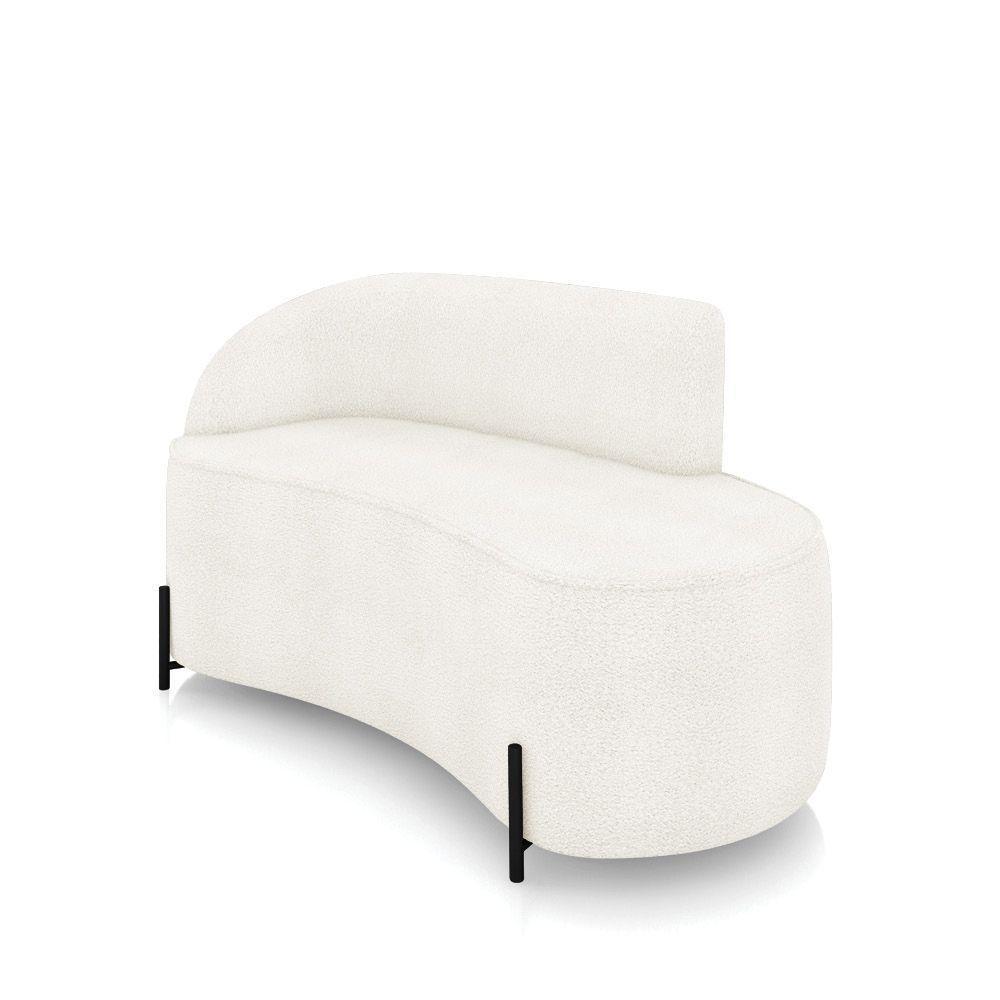 Sofá 2 Lugares Orgânico 140cm Pé Ferro Preto Morgan Bouclê Off White D03 - D'rossi - 1