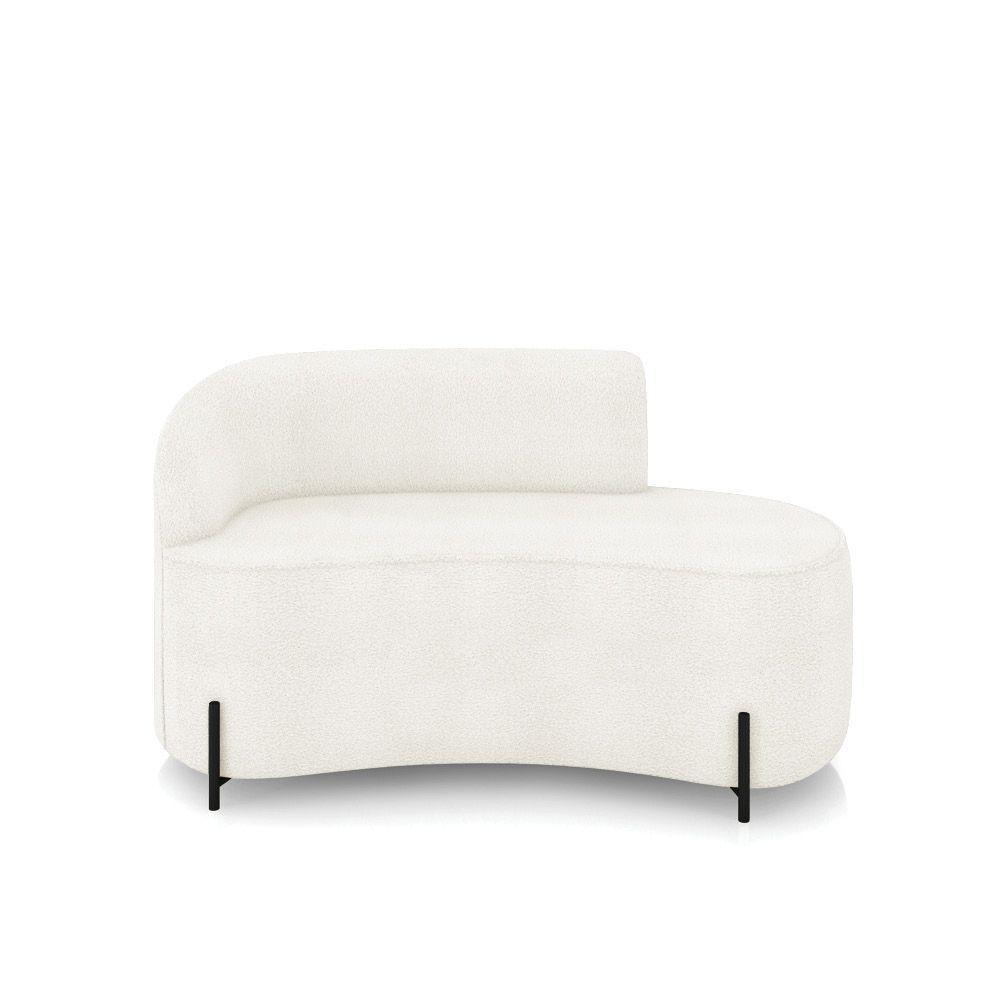 Sofá 2 Lugares Orgânico 140cm Pé Ferro Preto Morgan Bouclê Off White D03 - D'rossi - 5