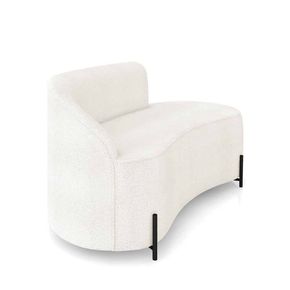 Sofá 2 Lugares Orgânico 140cm Pé Ferro Preto Morgan Bouclê Off White D03 - D'rossi - 6