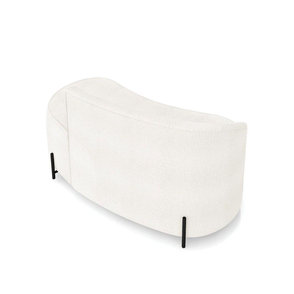Sofá 2 Lugares Orgânico 140cm Pé Ferro Preto Morgan Bouclê Off White D03 - D'rossi - 8