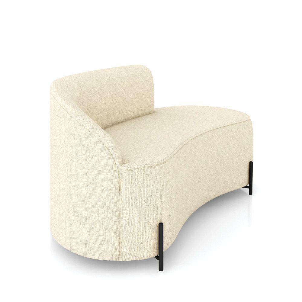 Sofá 2 Lugares Orgânico 140cm Pé Ferro Preto Morgan Linho Bege D03 - D'rossi - 6