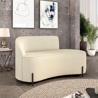 Sofá 2 Lugares Orgânico 140cm Pé Ferro Preto Morgan Linho Bege D03 - D'rossi - 2