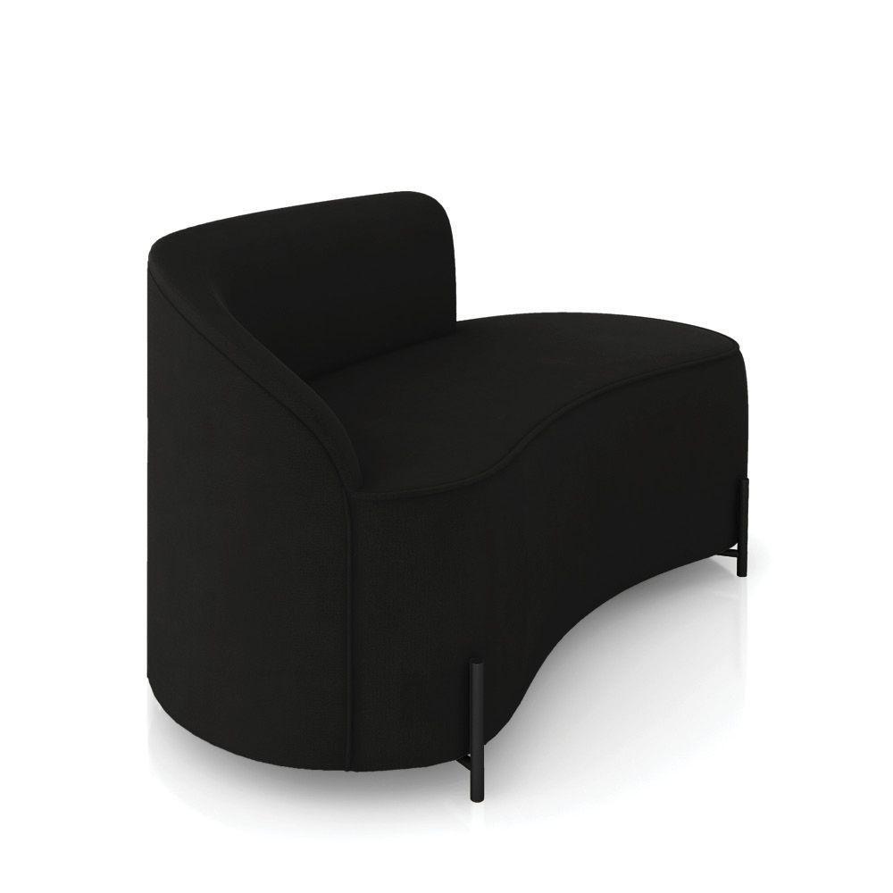 Sofá 2 Lugares Orgânico 140cm Pé Ferro Preto Morgan Suede Preto D03 - D'rossi - 6