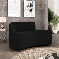 Sofá 2 Lugares Orgânico 140cm Pé Ferro Preto Morgan Suede Preto D03 - D'rossi - 2