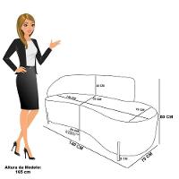 Sofá 2 Lugares Orgânico 140cm Pé Ferro Preto Morgan Suede Preto D03 - D'rossi