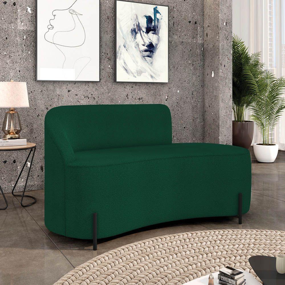 Sofá 2 Lugares Orgânico 140cm Pé Ferro Preto Morgan Bouclê Verde D03 - D'rossi - 2
