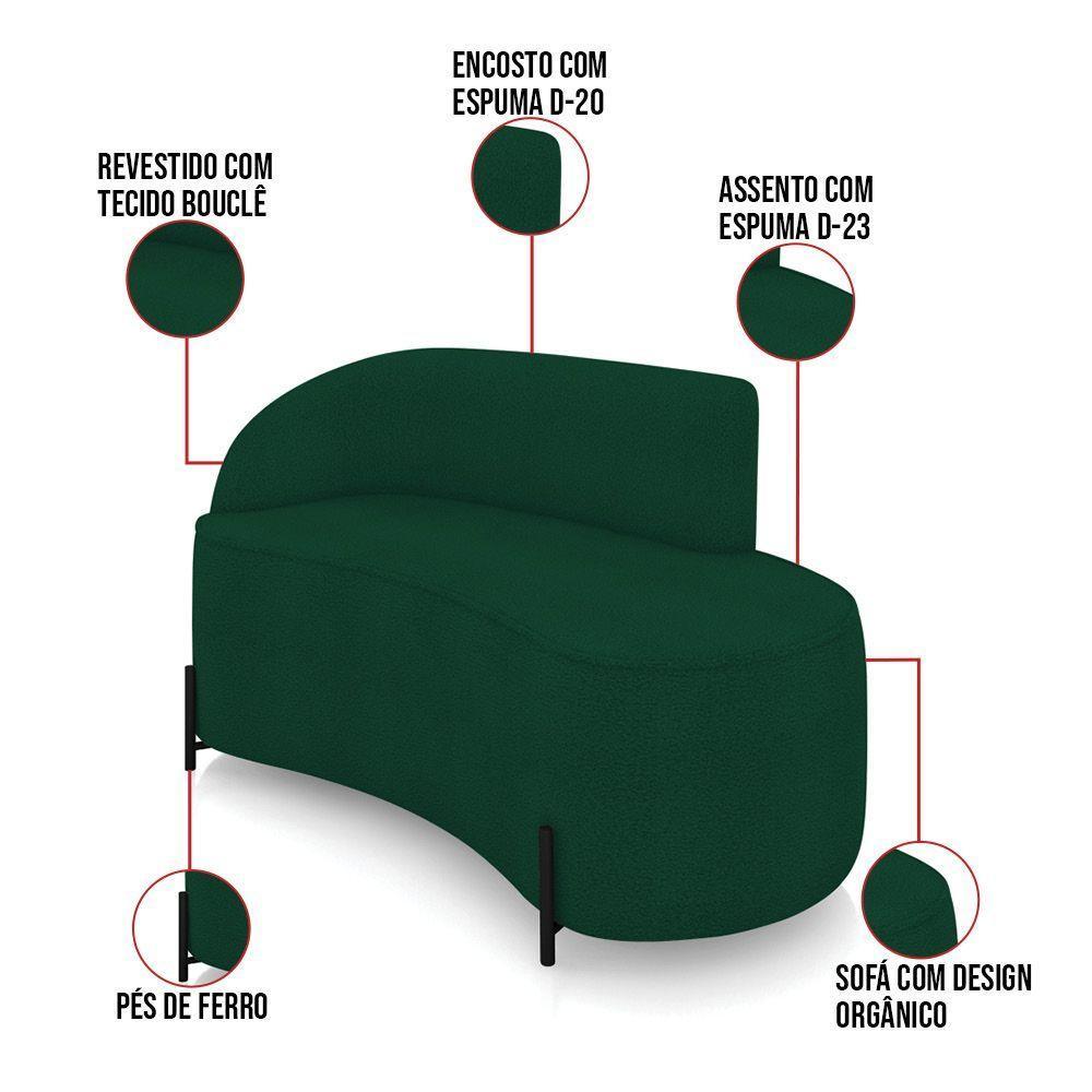Sofá 2 Lugares Orgânico 140cm Pé Ferro Preto Morgan Bouclê Verde D03 - D'rossi - 3