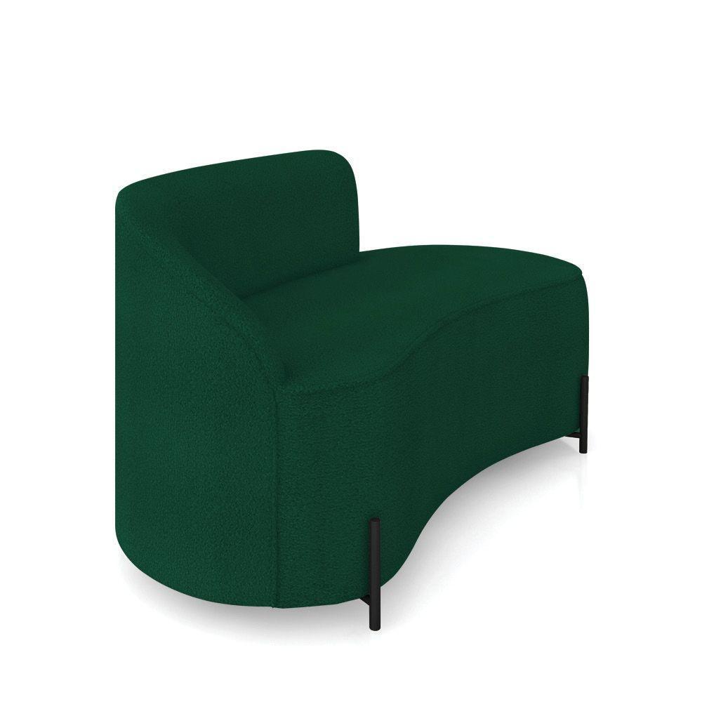 Sofá 2 Lugares Orgânico 140cm Pé Ferro Preto Morgan Bouclê Verde D03 - D'rossi - 6