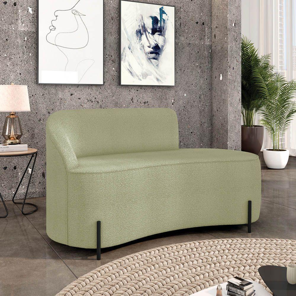 Sofá 2 Lugares Orgânico 140cm Pé Ferro Preto Morgan Bouclê Pistache D03 - D'rossi - 2