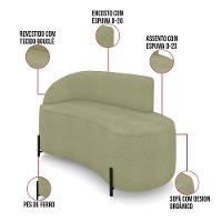 Sofá 2 Lugares Orgânico 140cm Pé Ferro Preto Morgan Bouclê Pistache D03 - D'rossi - 3