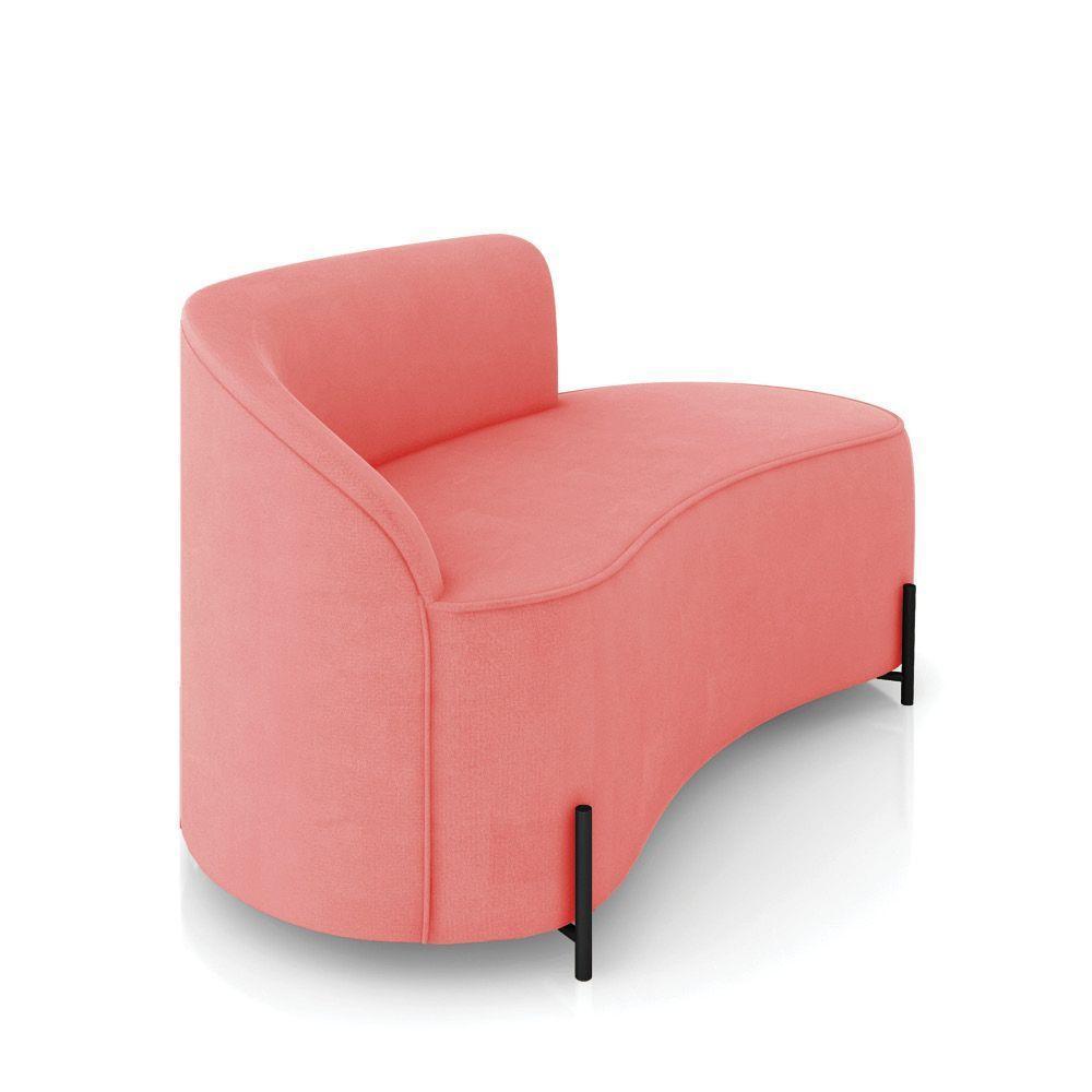 Sofá 2 Lugares Orgânico 140cm Pé Ferro Preto Morgan Suede Rosê D03 - D'rossi - 6