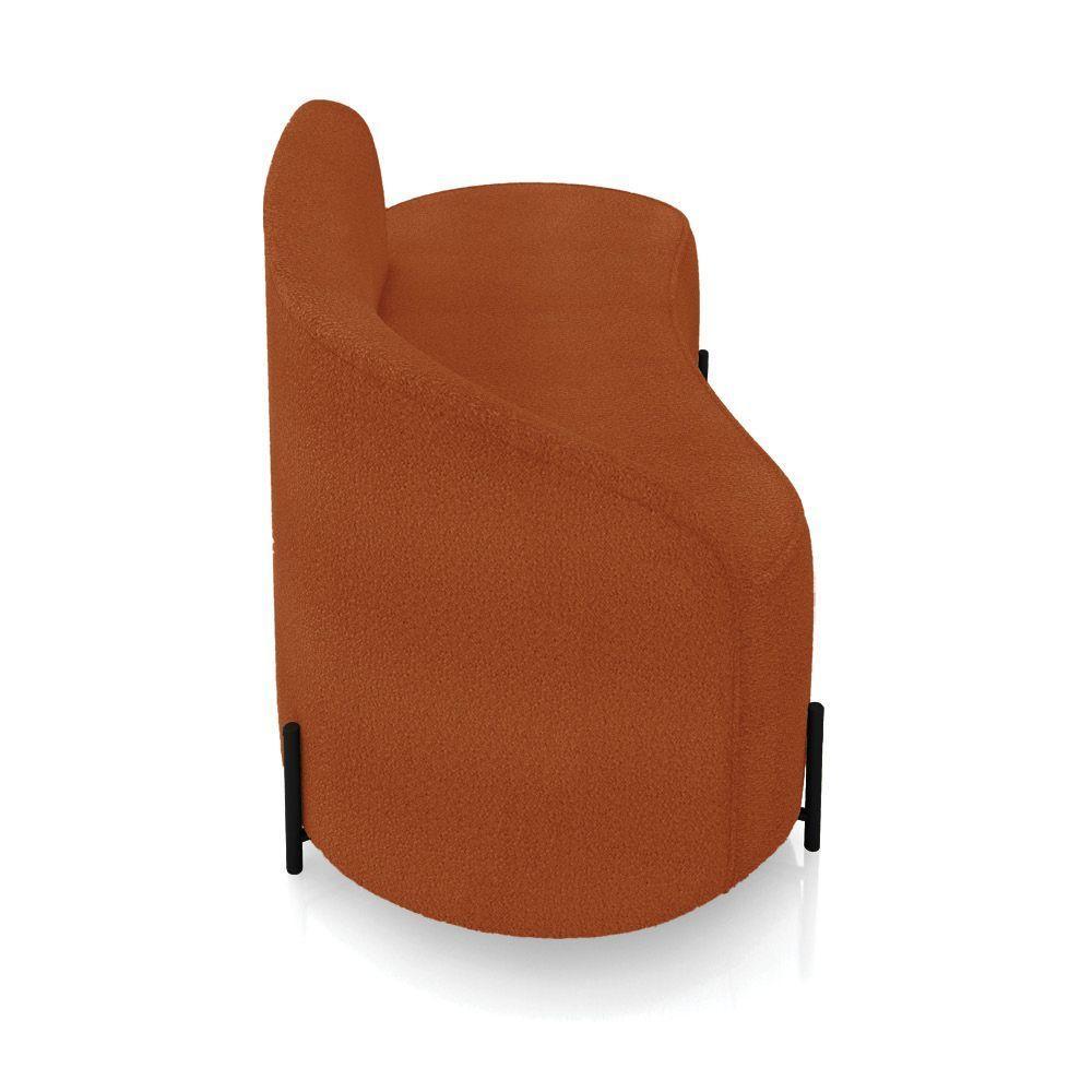 Sofá 2 Lugares Orgânico 140cm Pé Ferro Preto Morgan Bouclê Terra D03 - D'rossi - 7