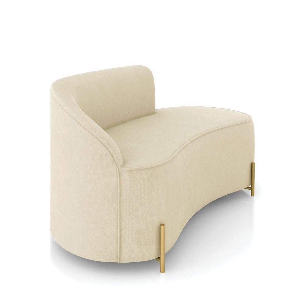 Sofá 2 Lugares Orgânico 140cm Pé Dourado Morgan Suede Bege D03 - D'rossi - 6