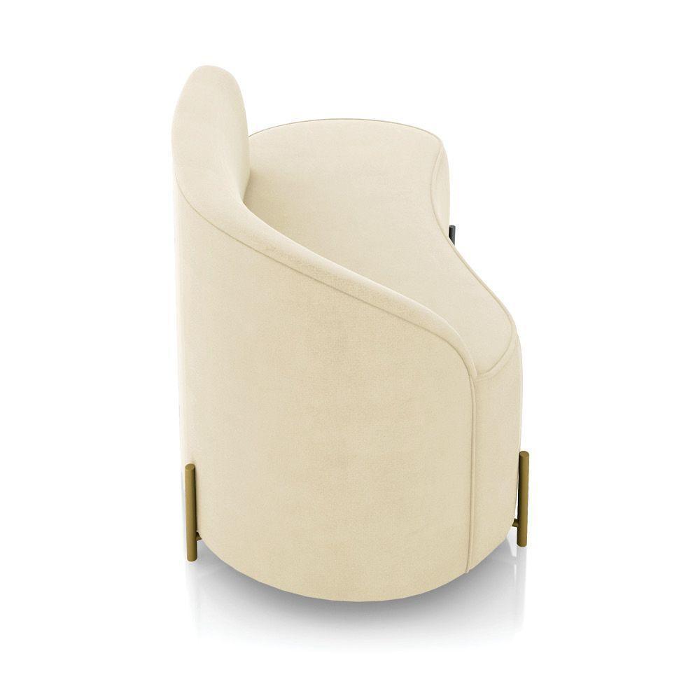 Sofá 2 Lugares Orgânico 140cm Pé Dourado Morgan Suede Bege D03 - D'rossi - 7